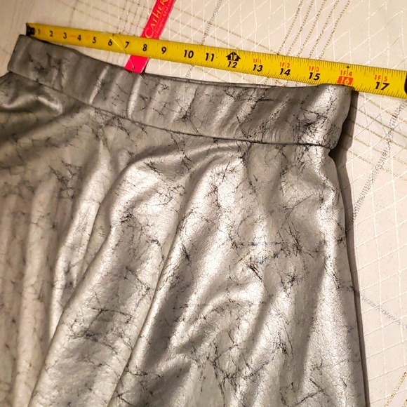 Catherine Malandrino NEW Flare Metallic Silver "PETE" Mini Skirt NWT Women's L - Picture 3 of 16